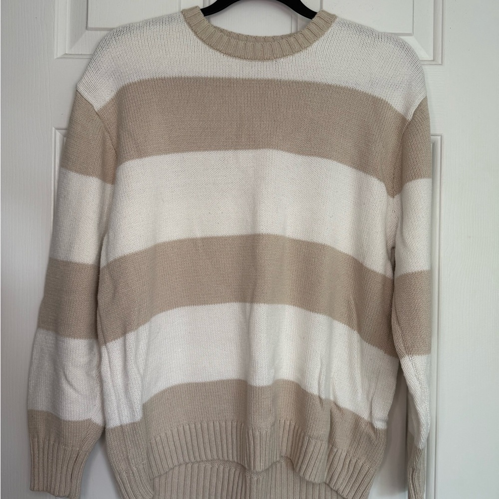 Striped Beige and White Women’s Sweater